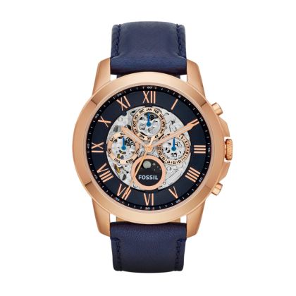 Grant Automatic Leather Watch - Blue 