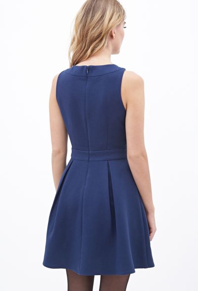 Structured Pleated A-Line Dress